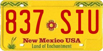NM license plate 837SIU