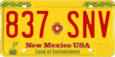 NM license plate 837SNV