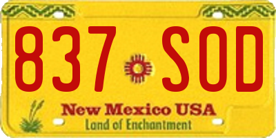 NM license plate 837SOD