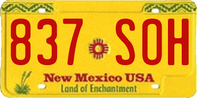 NM license plate 837SOH