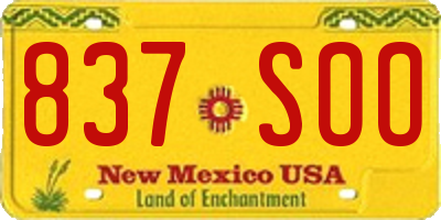 NM license plate 837SOO