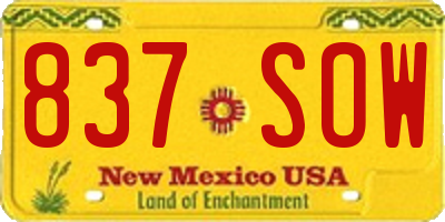 NM license plate 837SOW