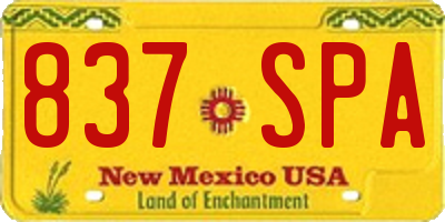 NM license plate 837SPA