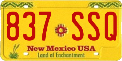 NM license plate 837SSQ