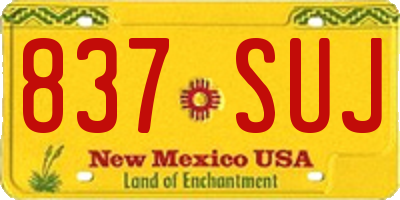 NM license plate 837SUJ