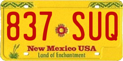 NM license plate 837SUQ