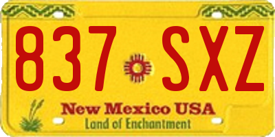 NM license plate 837SXZ
