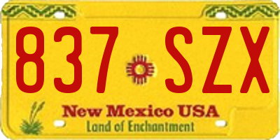 NM license plate 837SZX