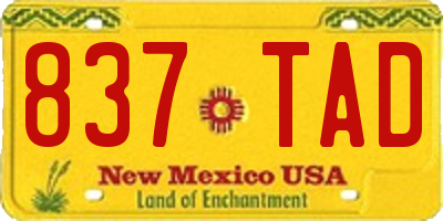 NM license plate 837TAD