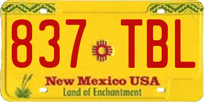 NM license plate 837TBL
