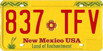 NM license plate 837TFV