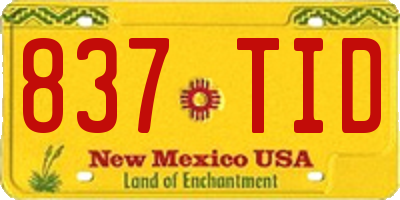 NM license plate 837TID