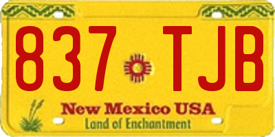 NM license plate 837TJB