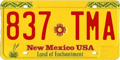 NM license plate 837TMA
