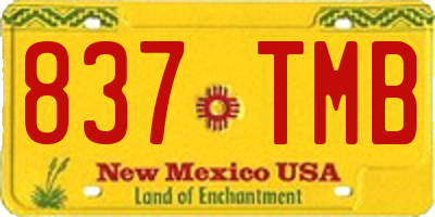 NM license plate 837TMB