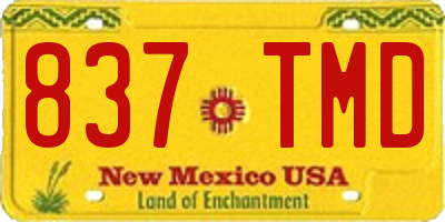 NM license plate 837TMD