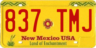 NM license plate 837TMJ