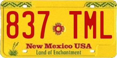 NM license plate 837TML