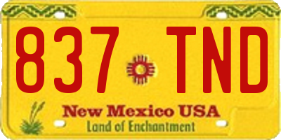 NM license plate 837TND