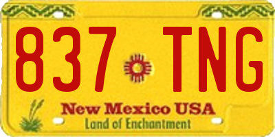NM license plate 837TNG
