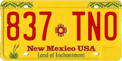 NM license plate 837TNO