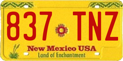 NM license plate 837TNZ