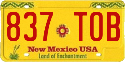NM license plate 837TOB