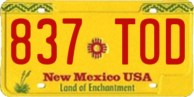 NM license plate 837TOD