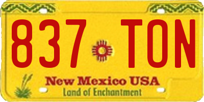 NM license plate 837TON