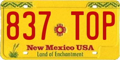 NM license plate 837TOP