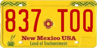 NM license plate 837TOQ