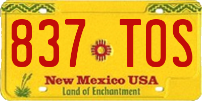 NM license plate 837TOS