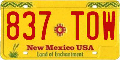 NM license plate 837TOW