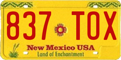 NM license plate 837TOX