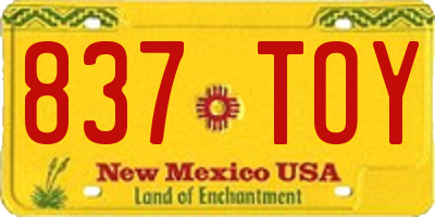 NM license plate 837TOY