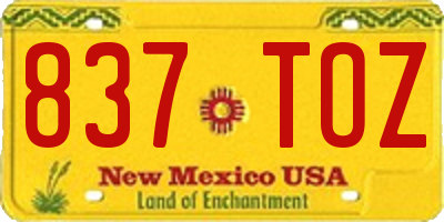 NM license plate 837TOZ
