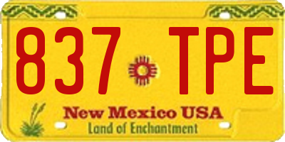 NM license plate 837TPE