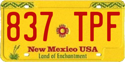 NM license plate 837TPF