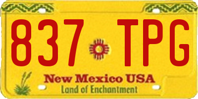 NM license plate 837TPG