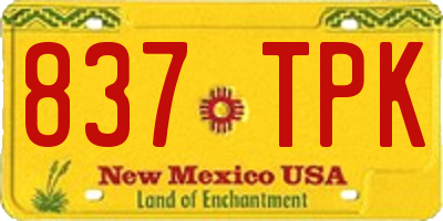 NM license plate 837TPK