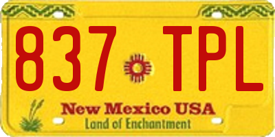 NM license plate 837TPL