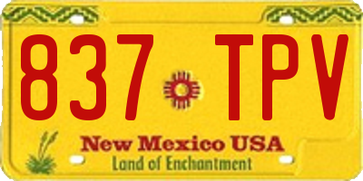 NM license plate 837TPV