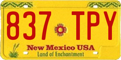 NM license plate 837TPY