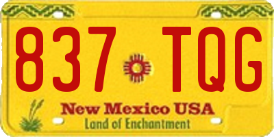 NM license plate 837TQG