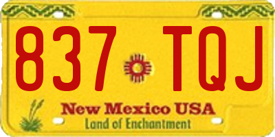 NM license plate 837TQJ