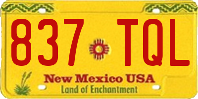 NM license plate 837TQL