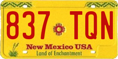 NM license plate 837TQN