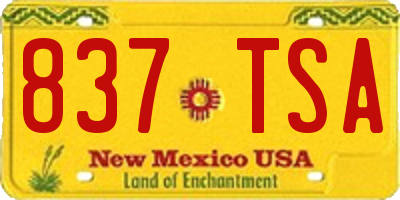 NM license plate 837TSA