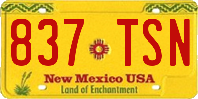 NM license plate 837TSN