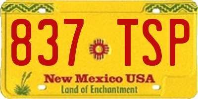 NM license plate 837TSP
